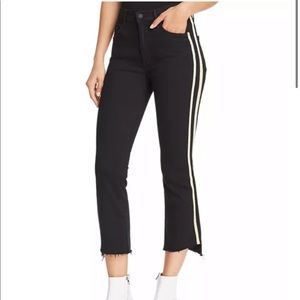 Mother Insider Striped Crop Step-Hem Fray Jeans